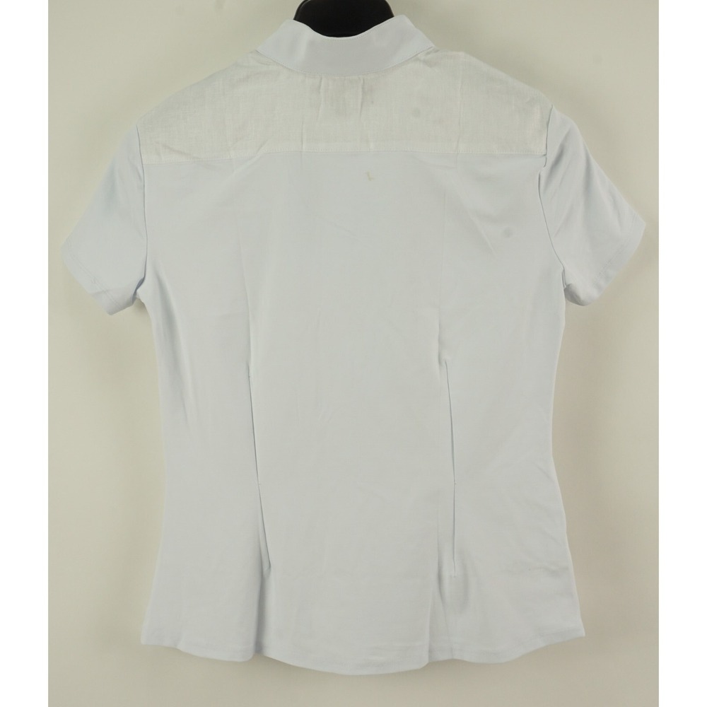 New Casa Borrell 100% Linen Panama Red Logo Equestrian Button Up Top Women Large - Picture 2 of 8